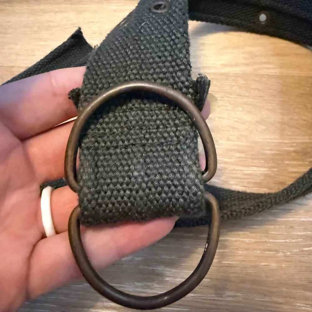 Cape Juby Mens Woven Web Belt D-Ring Buckle Charcoal Black 29 Utility Streetwear